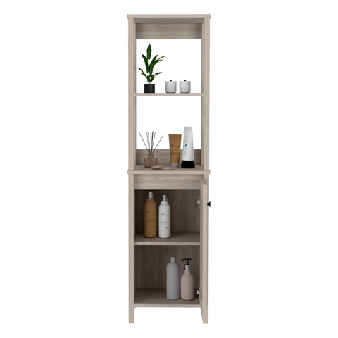 Linen Cabinet Jannes, Two Open Shelves, Single Door, Light Gray Finish