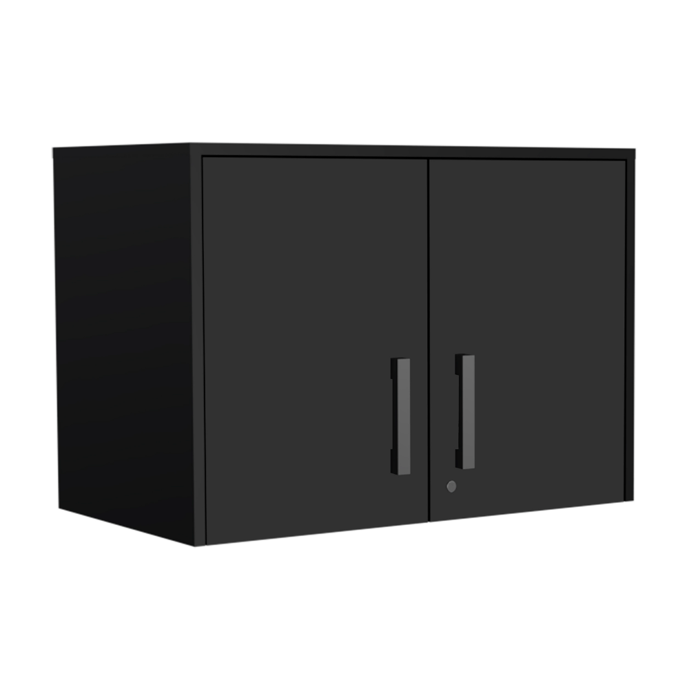 Wall Storage Cabinet Lions, 3 Shelves, Double Door, Black Wengue