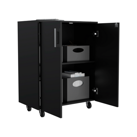 3 Drawers Storage Cabinet with Casters Lions Office, Black Wengue