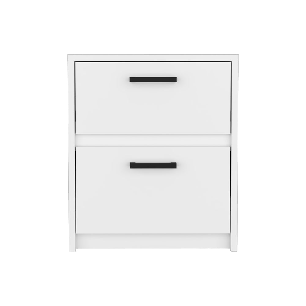 Nightstand Chequered, Two Drawes, White Finish