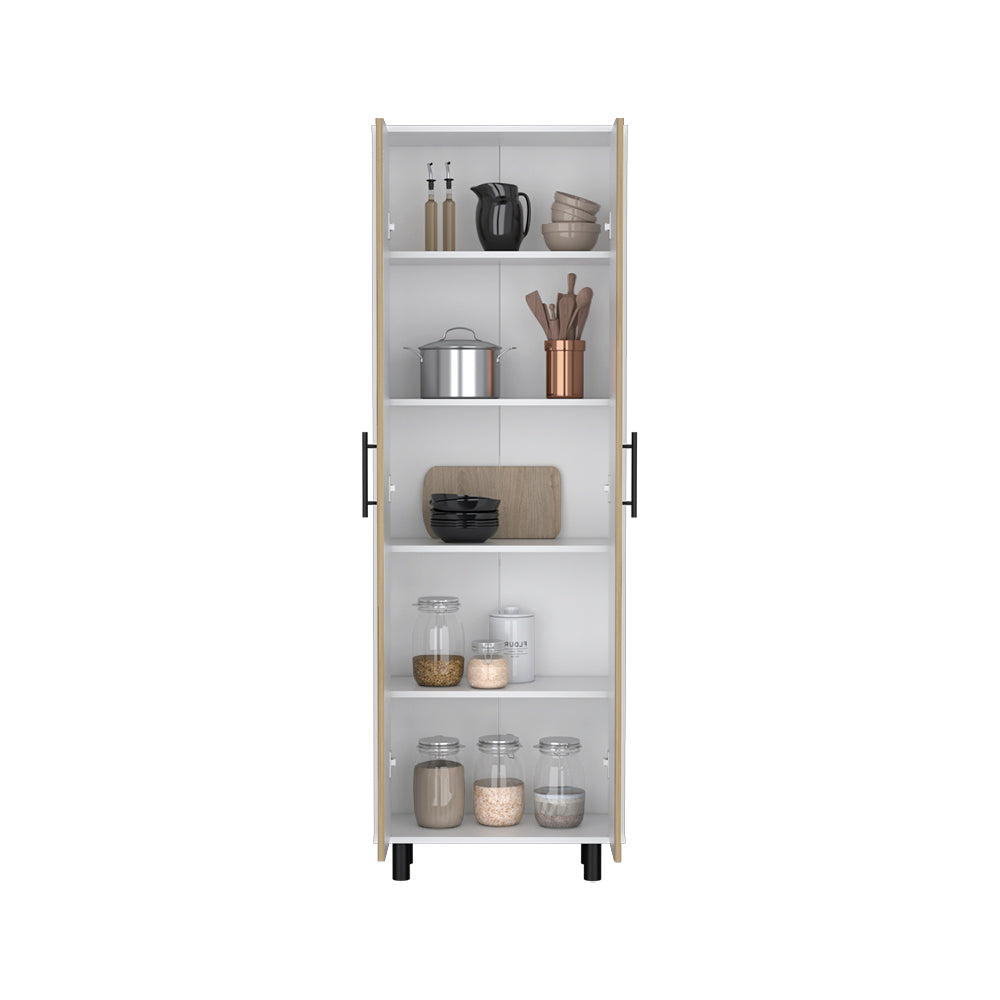 Bowie 2 Piece Kitchen Set, Kitchen Island + Pantry Cabinet, White /