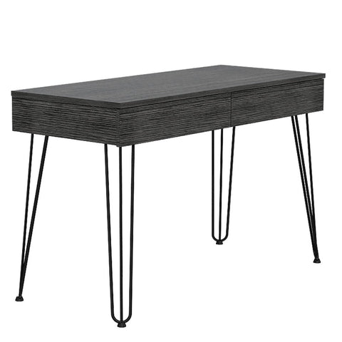 Desk Hinsdale with Hairpin Legs and Two Drawers, Black Wengue Finish