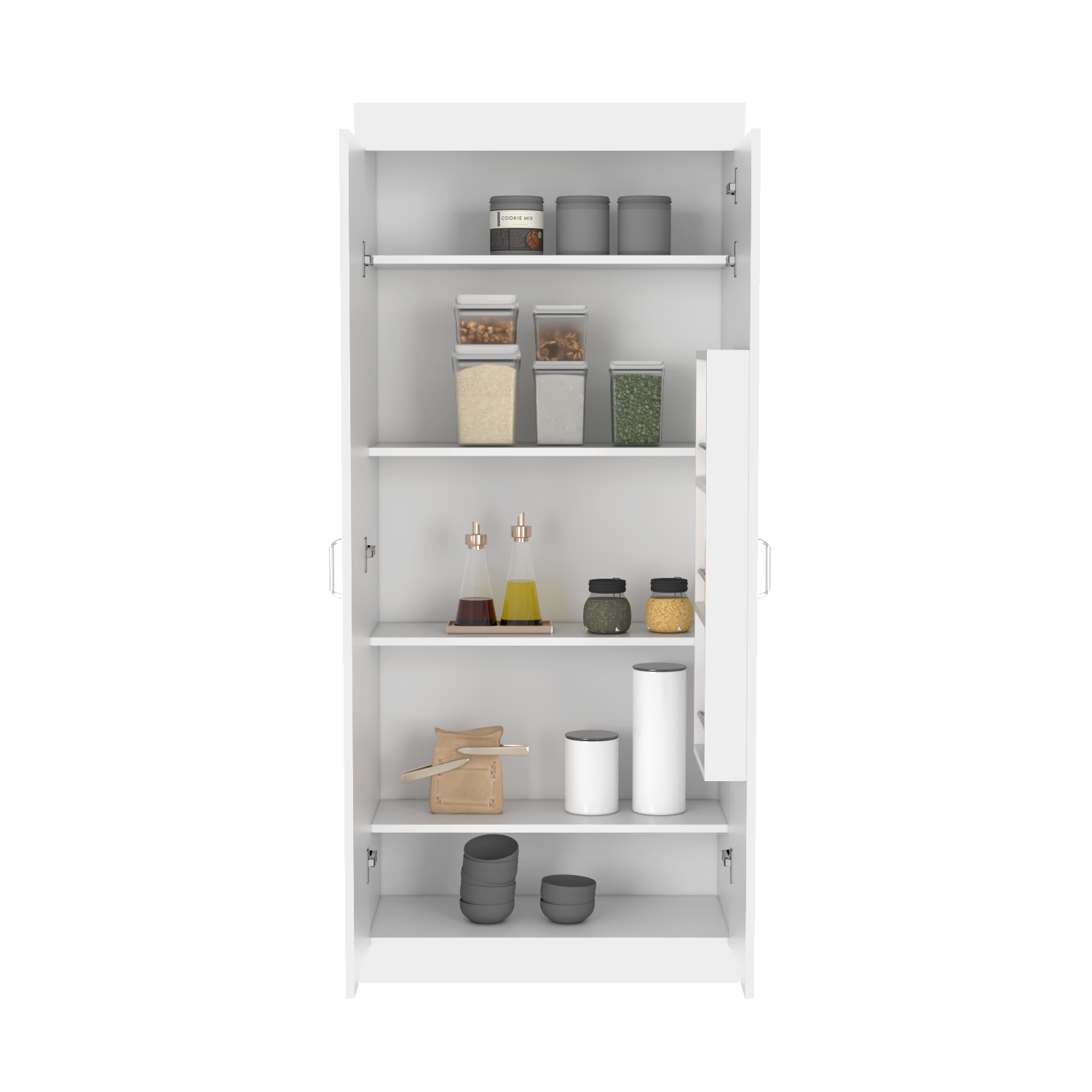 Pantry Cabinet Orlando, Five Shelves, White Finish