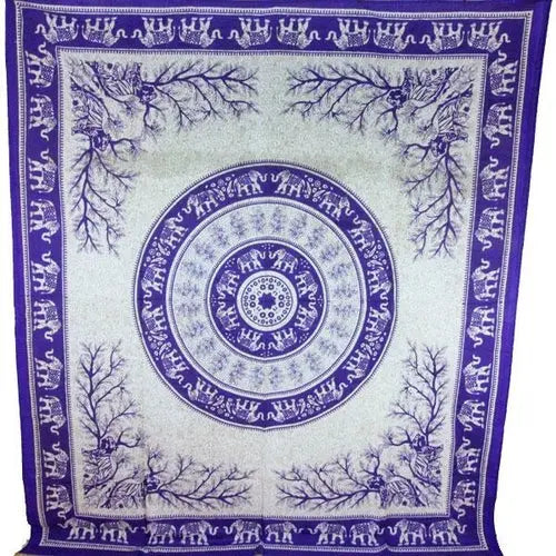 Purple Tigers & Elephants Majestic Beasts Tapestry Silver Hestia