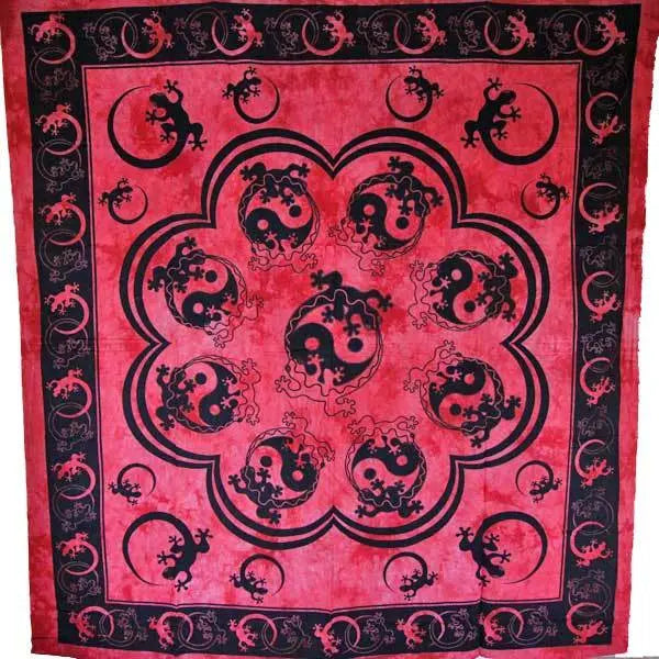 Red Salamander & Yin Yang Tapestry Silver Hestia