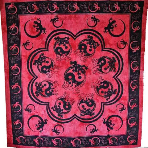 Red Salamander & Yin Yang Tapestry Silver Hestia