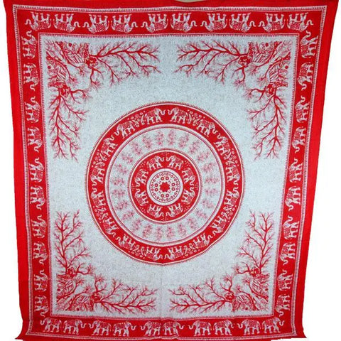 Red Tigers & Elephants Majestic Beasts Tapestry Silver Hestia