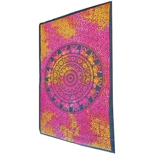 Chakra Star Elephant Mandala Tie Dye Tapestry Silver Hestia