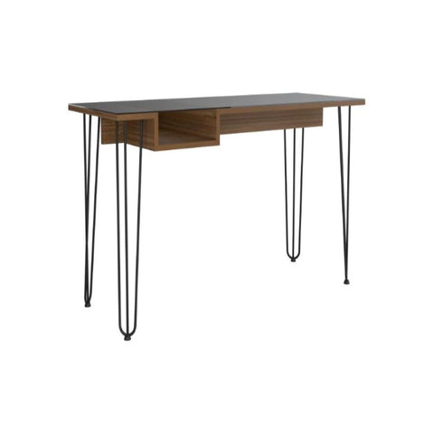 Desk Rolo140, One Shelf, Four Legs, Mahogany Finish