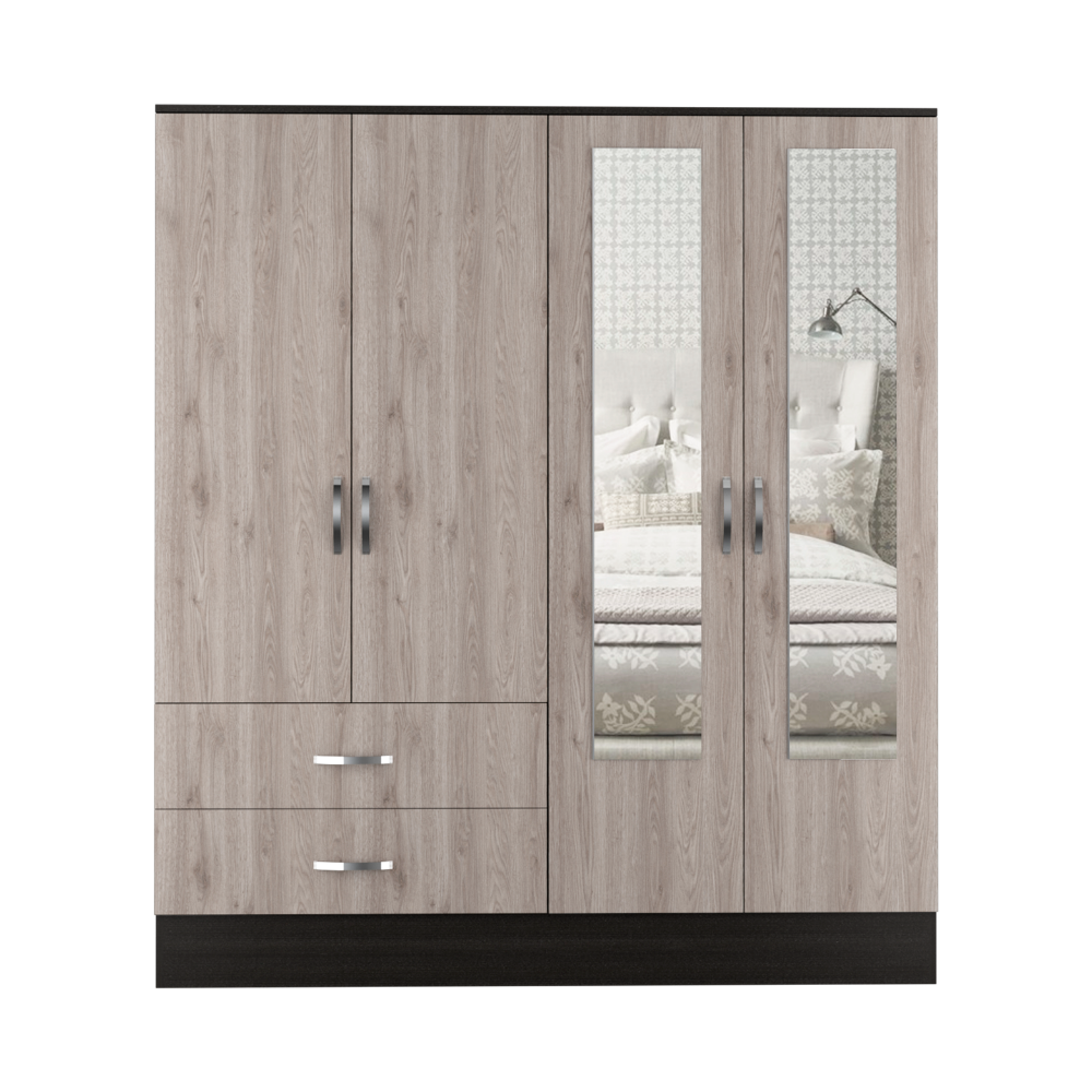 Armoire Ron, Double Door Cabinet, Black Wengue/ Light Gray Finish