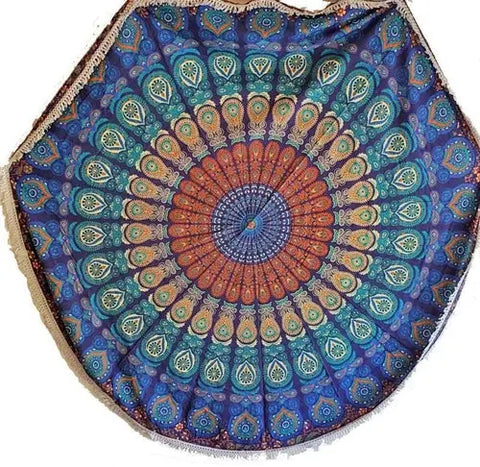 Beach Vibes Round Mandala Tapestry Silver Hestia