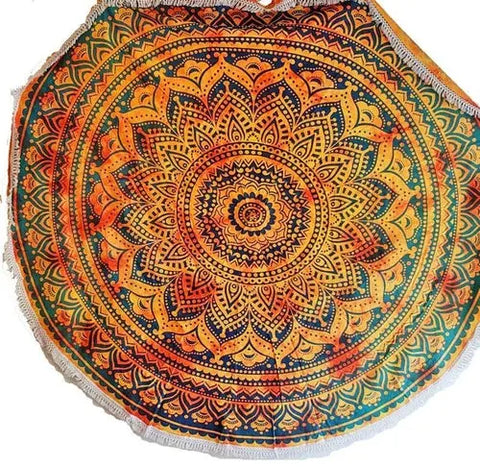 Henna Burst Round Mandala Tapestry Silver Hestia