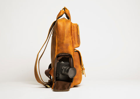 The MANN Bag | Large Capacity Leather Camera Backpack Jade Gaia