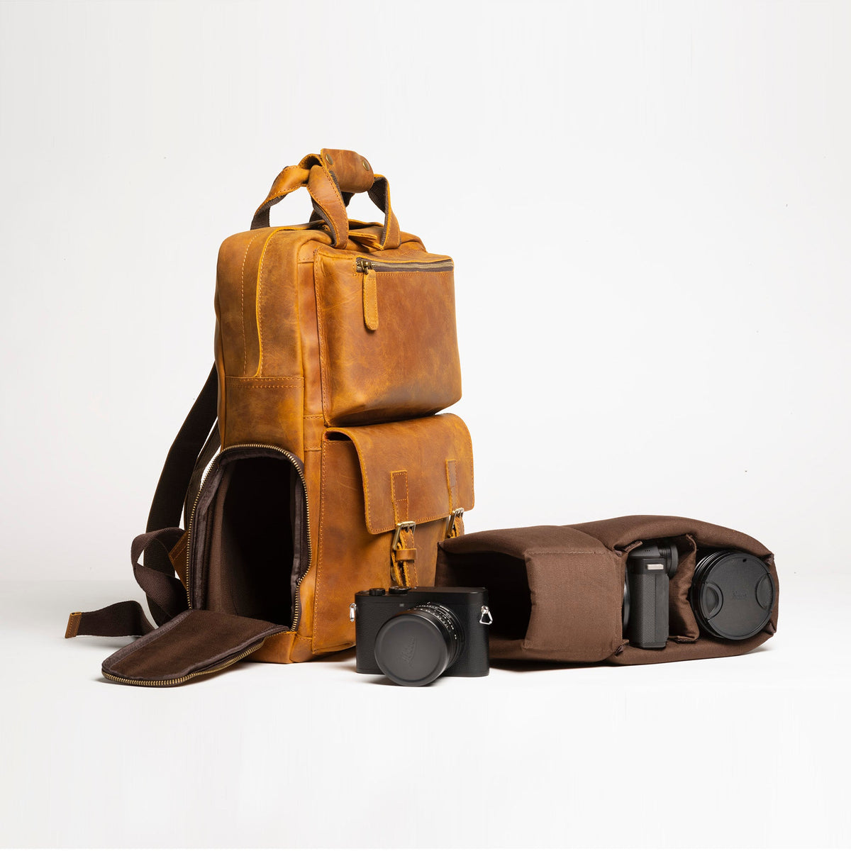 The MANN Bag | Large Capacity Leather Camera Backpack Jade Gaia