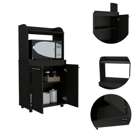 Kitchen Cart Totti, Double Door Cabinet, One Open Shelf, Two Interior