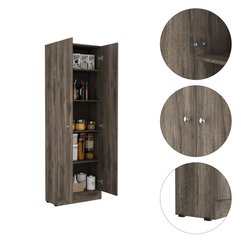 Storage Cabinet Pipestone, Five Shelves, Dark Brown / Black Wengue
