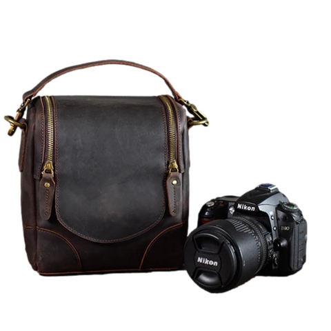 The Calista | Small Leather Camera Bag - Leather Camera Lens Case Jade Gaia