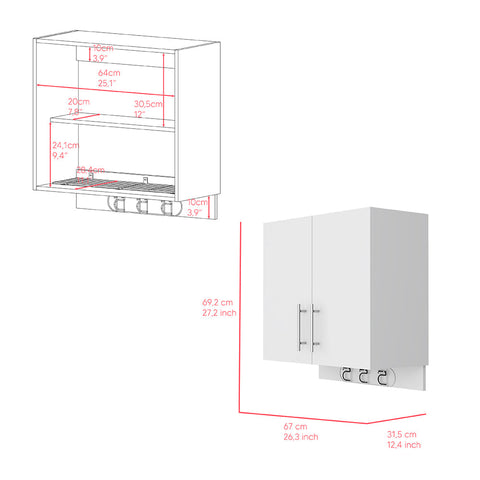 Wall Storage Cabinet Alikuri, Four Cabinets, White Finish