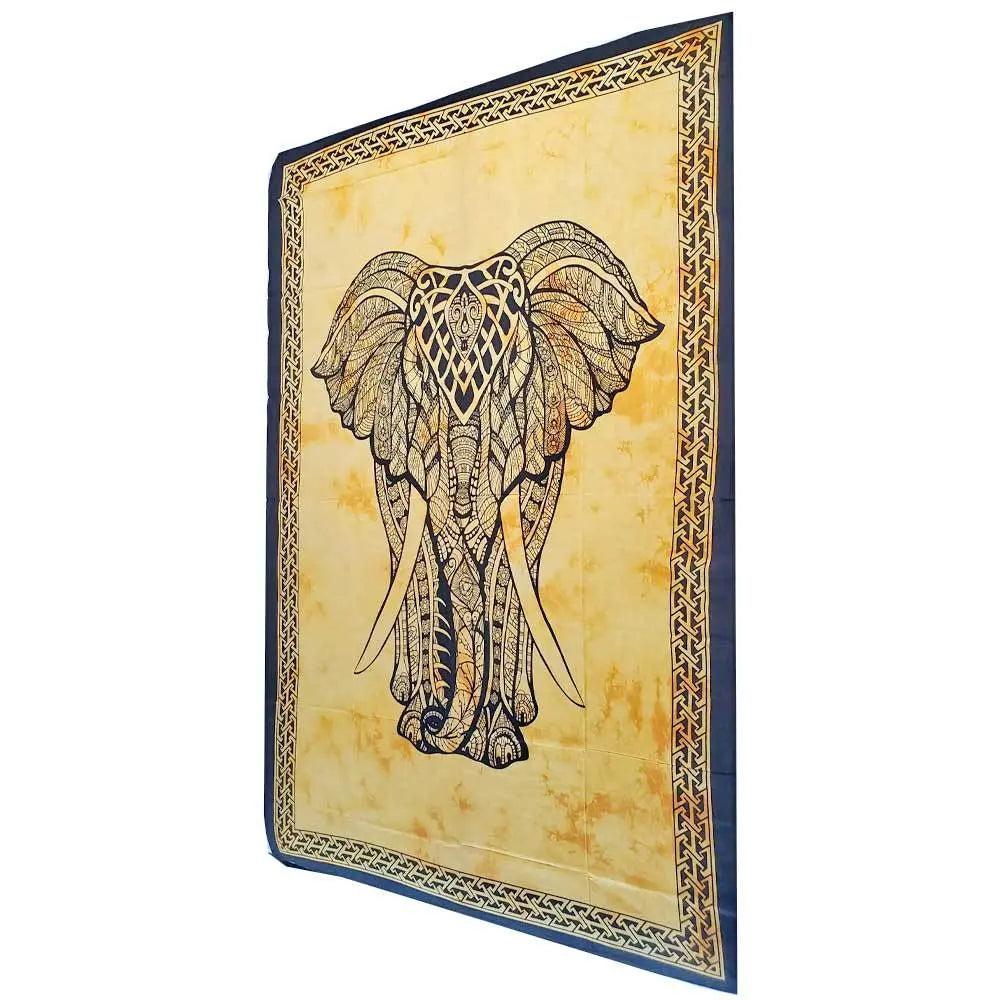 Indian Bohemian Elephant Tapestry Psychedelic Wall Hanging Decoration Silver Hestia