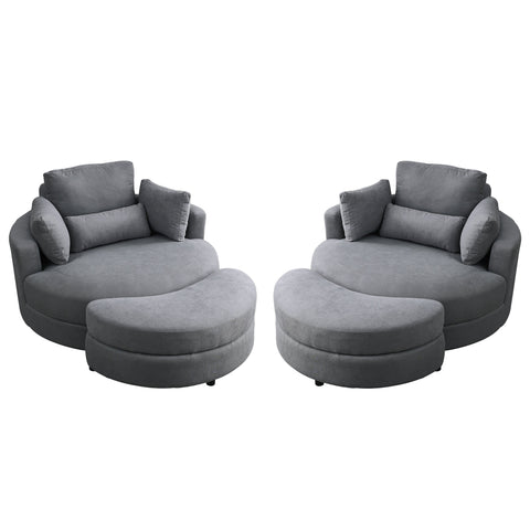 Swivel Accent Barrel Modern Dark Grey Sofa Lounge Club Big Round Chair