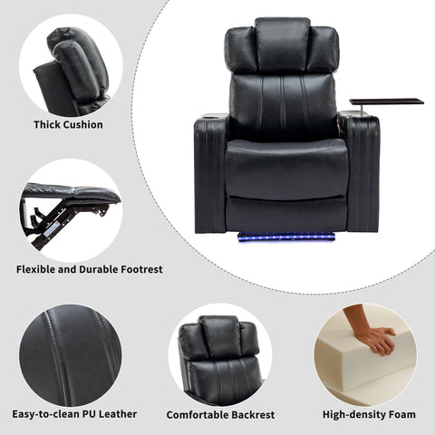 PU Leather Power Recliner Individual Seat Home Theater Recliner with