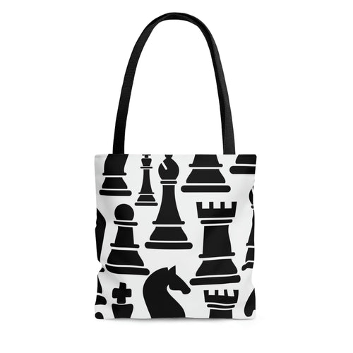 Canvas Tote Bag, Black And White Chess Print Grey Coco