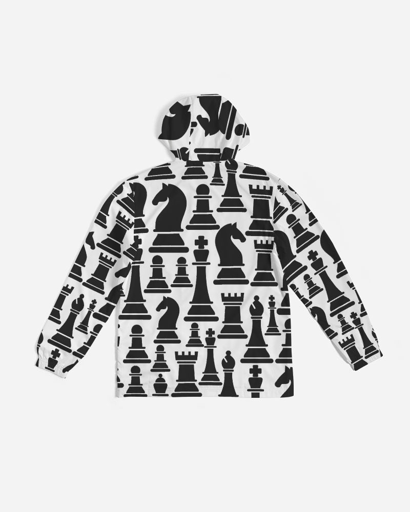 Mens Windbreaker Jacket / Chess Print Grey Coco