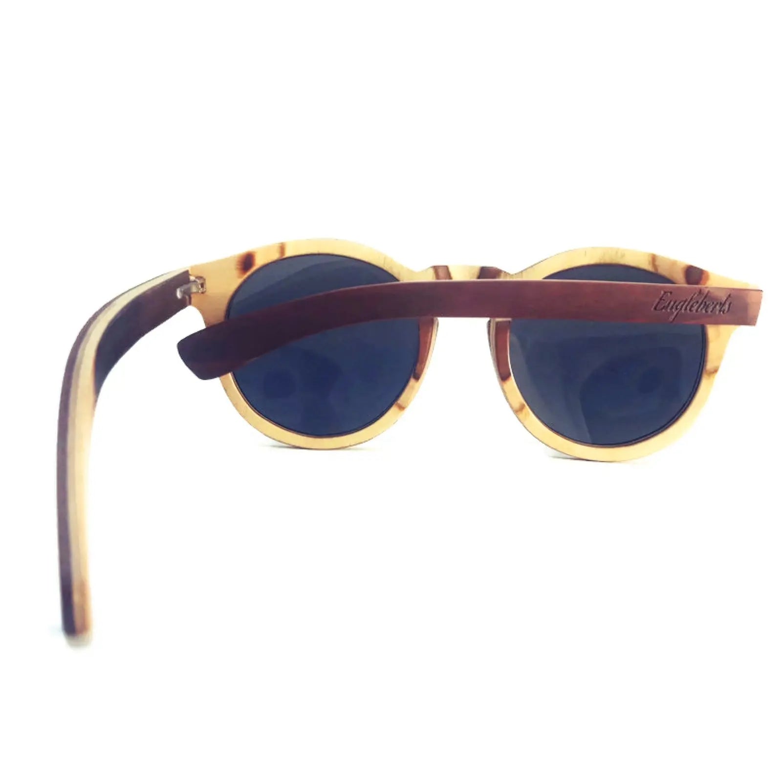 Cinnamon Swirl Skateboard Sunglasses, Polarized with Wooden Case Purple Ariadne