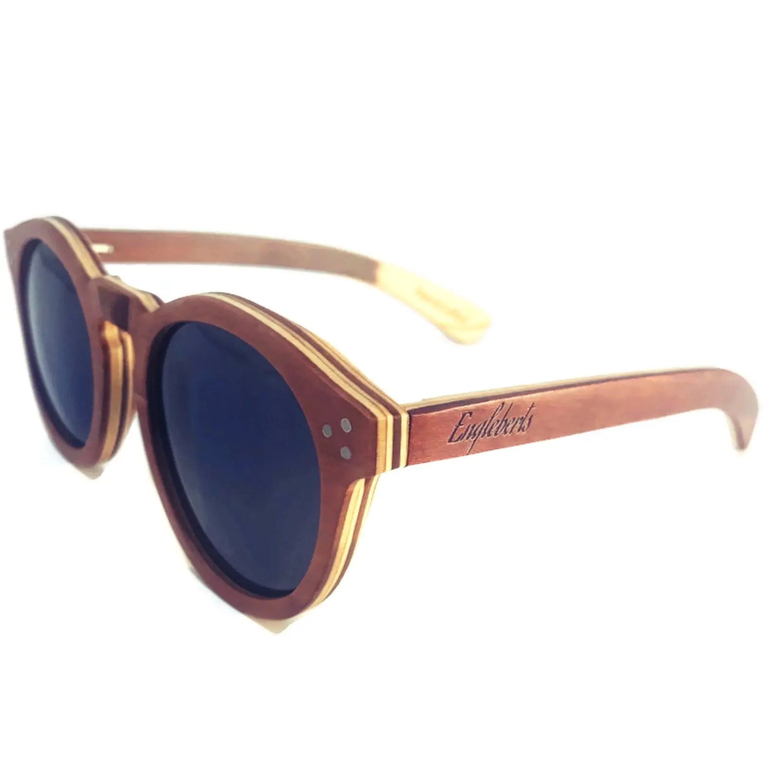 Cinnamon Swirl Skateboard Sunglasses, Polarized with Wooden Case Purple Ariadne