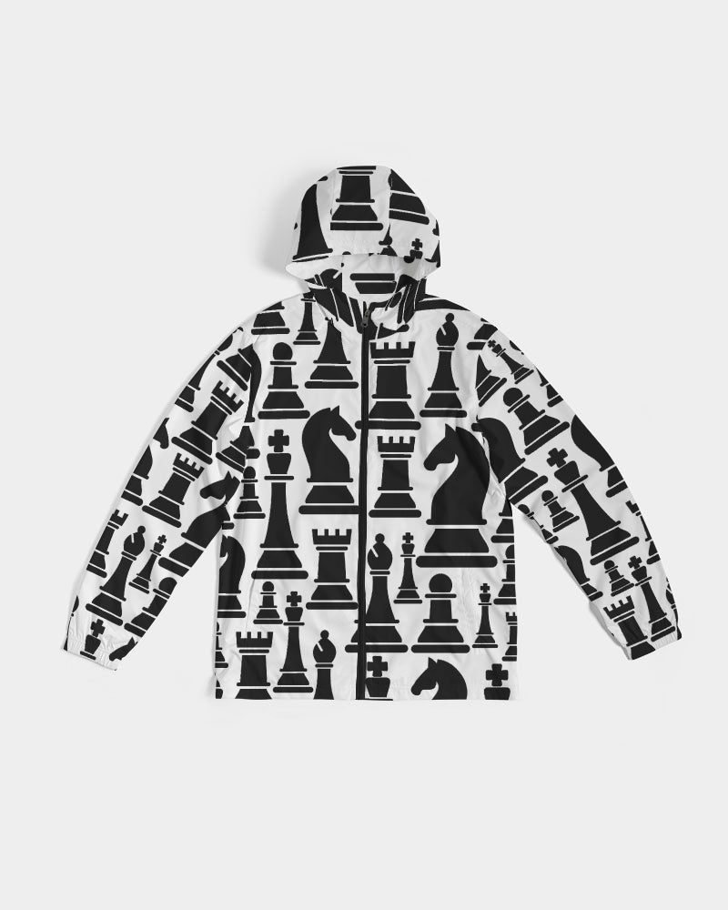 Mens Windbreaker Jacket / Chess Print Grey Coco