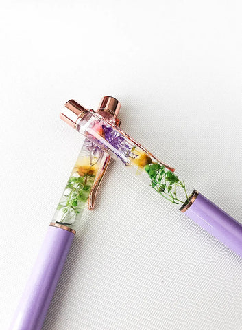 Luxury Stationery Preserved Flower Pen - Metal Rose Gold Casing