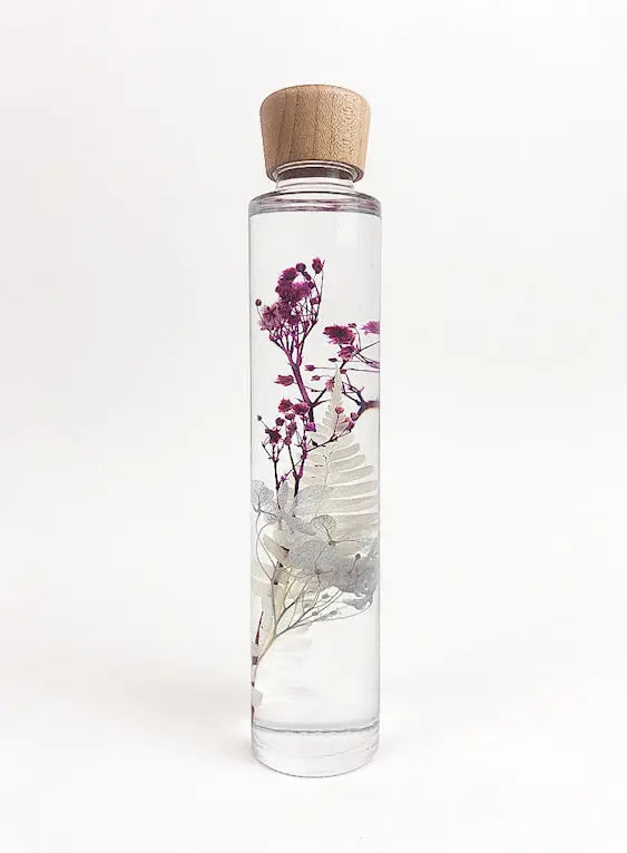 Decorative ornament, preserved flowers bottled, tabletop decor Purple Vanilla