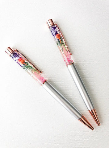 Luxury Stationery Preserved Flower Pen - Metal Rose Gold Casing