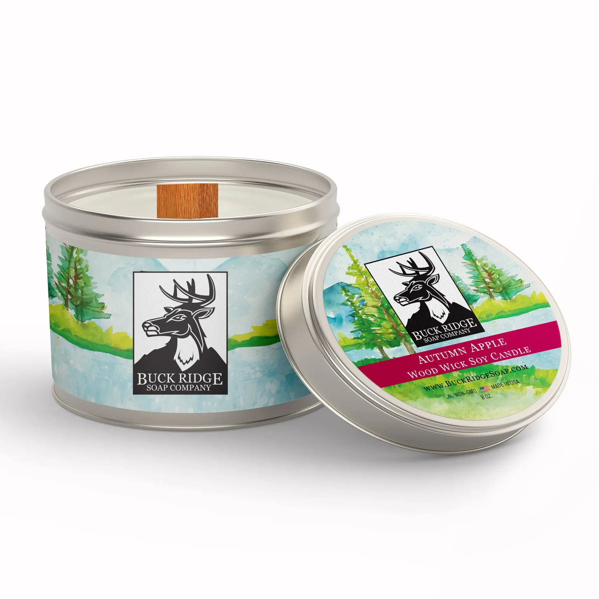 Autumn Apple Sustainable Wood Wick Soy Candle Black Oliver