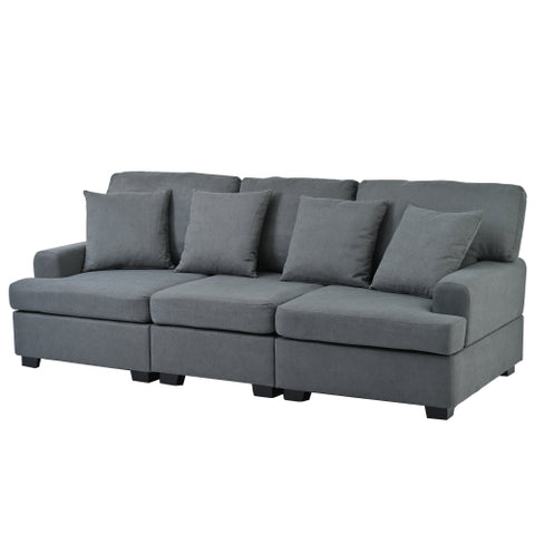 Three Seat Sofa & Removable Back and Seat Cushion & 4 Pillows