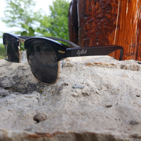 Midnight Black Bamboo Club Sunglasses, Polarized, HandCrafted