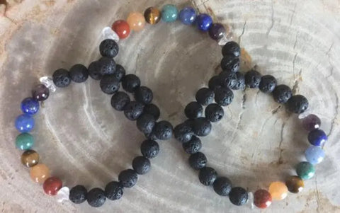 Aromatherapy Chakra Diffuser Bracelet with Genuine Gemstones! Violet Chaos