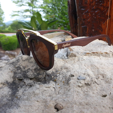 Cherry Wood Full Frame, Polarized with Gold Trim, Handcrafted Purple Ariadne