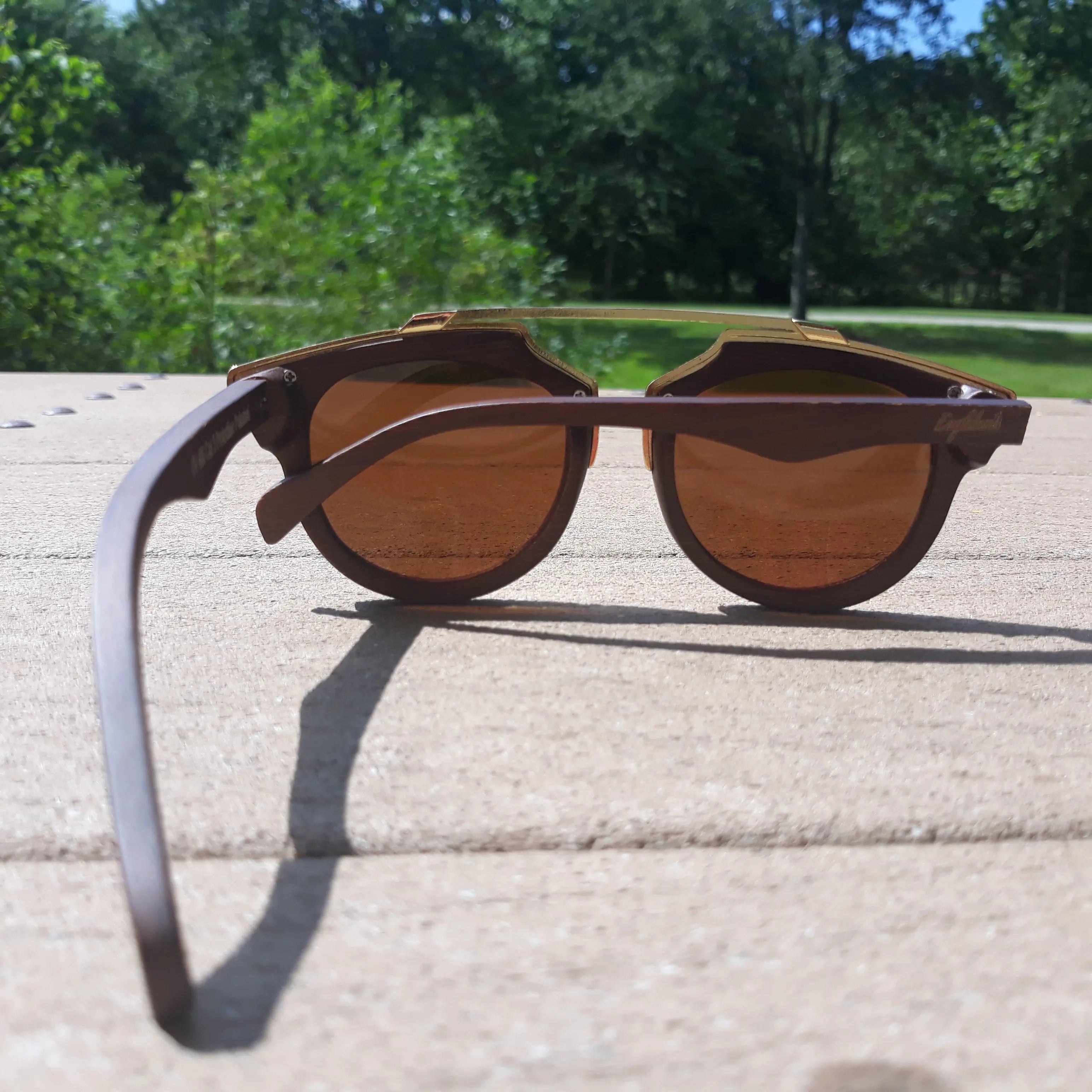 Cherry Wood Full Frame, Polarized with Gold Trim, Handcrafted Purple Ariadne