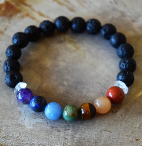 Aromatherapy Chakra Diffuser Bracelet with Genuine Gemstones! Violet Chaos