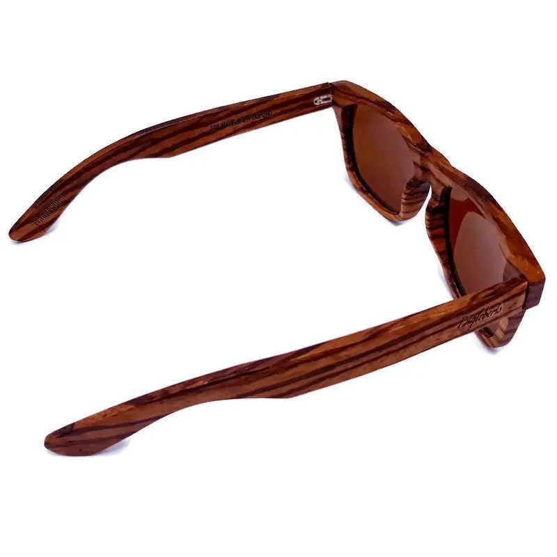 Zebrawood Full Frame Polarized Sunglasses with Case Purple Ariadne