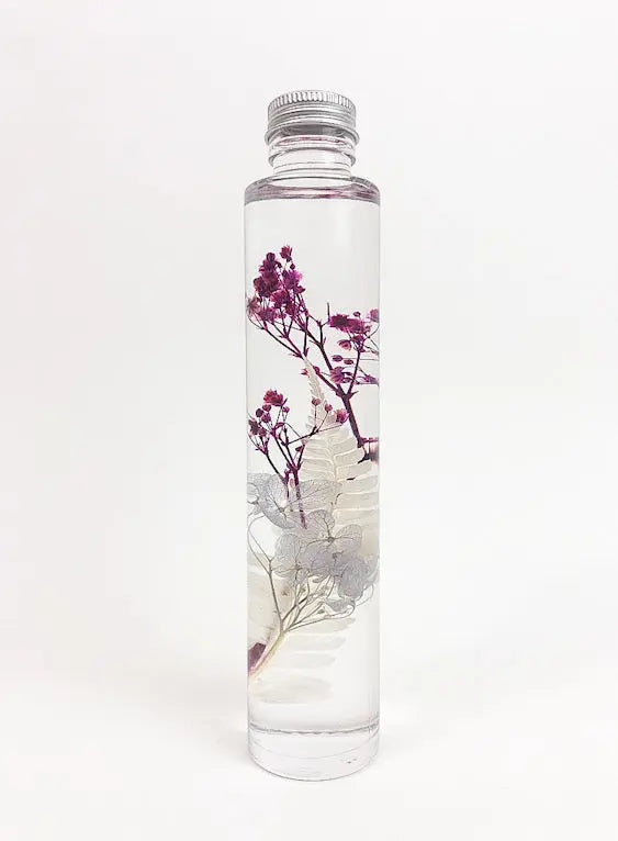 Decorative ornament, preserved flowers bottled, tabletop decor Purple Vanilla