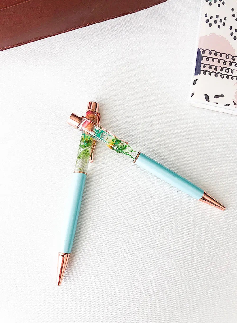 Luxury Stationery Preserved Flower Pen - Metal Rose Gold Casing Purple Vanilla