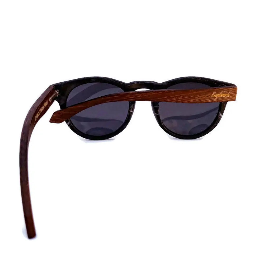 Granite Colored Frame, Bamboo Sunglasses, Polarized with Wood Case Purple Ariadne