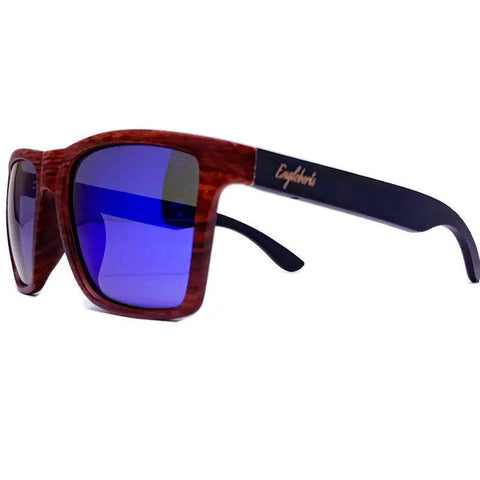 Oak Colored Frames, Bamboo Sunglasses, Blue Polarized Lenses with Case Purple Ariadne