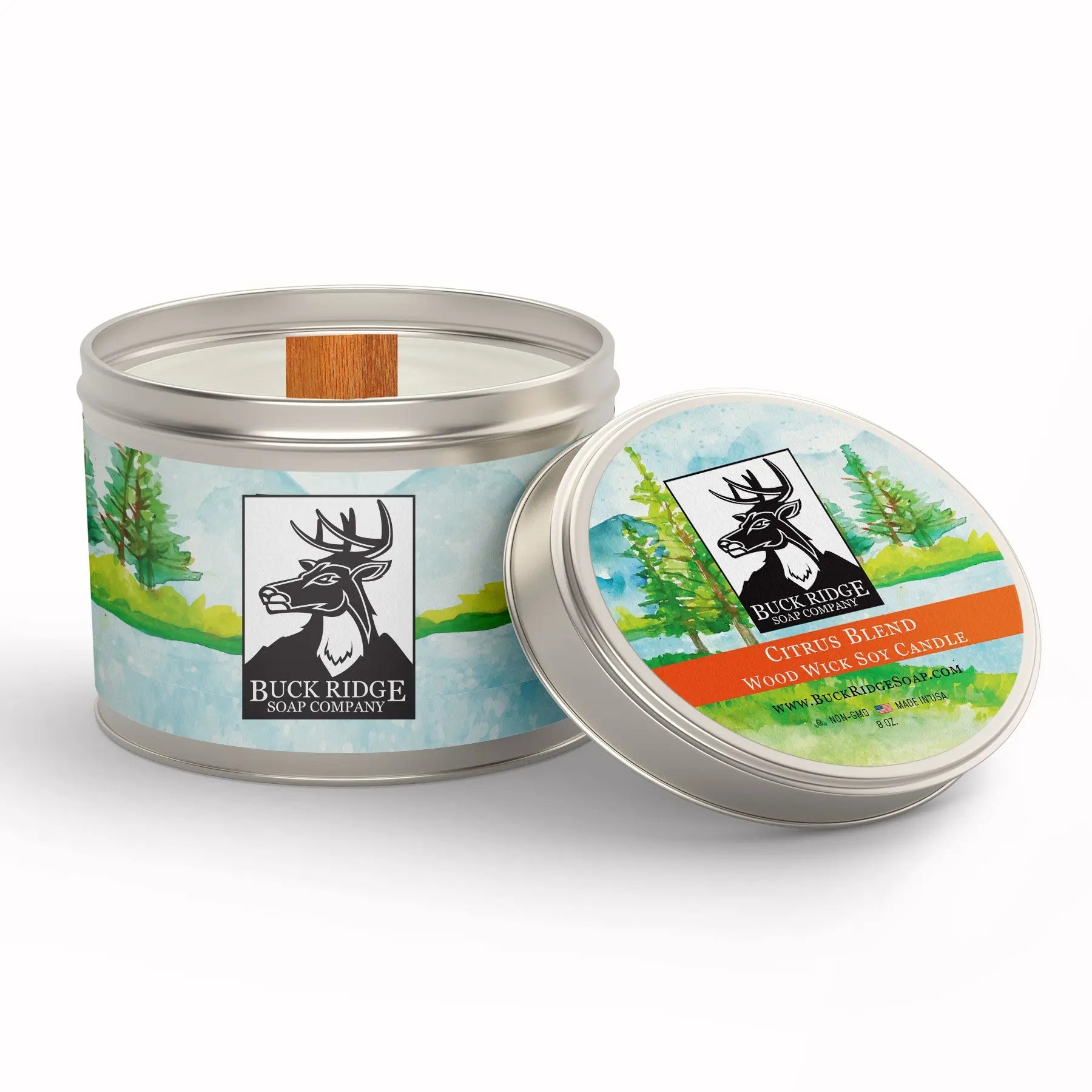 Citrus Blend Sustainable Wood Wick Soy Candle Black Oliver