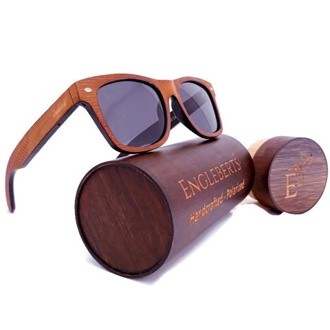 Red Stripe Two Tone Sunglasses Engraved and Polarized With Case