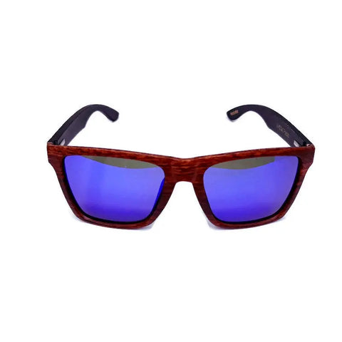 Oak Colored Frames, Bamboo Sunglasses, Blue Polarized Lenses with Case Purple Ariadne