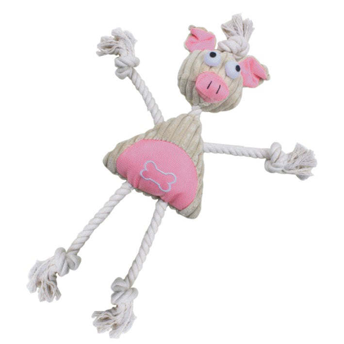 Jute and Rope Plush Pig Manniquen Dog Toy
