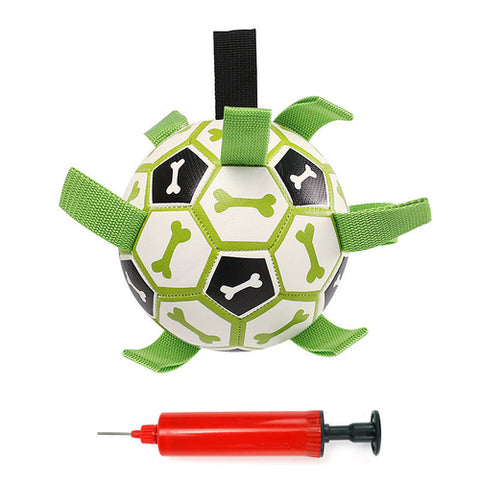 Dog Soccer Ball Toys with Straps, Interactive Dog Toy for Tug of War,